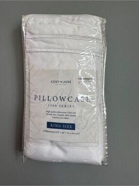 Cosy House White King Pillowcases - 1500 Series (2-Pack)